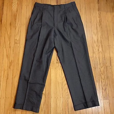 Brooks Brothers Flannel Wool Dress Pant 34 X 31 Charcoal Gray Vintage • $35