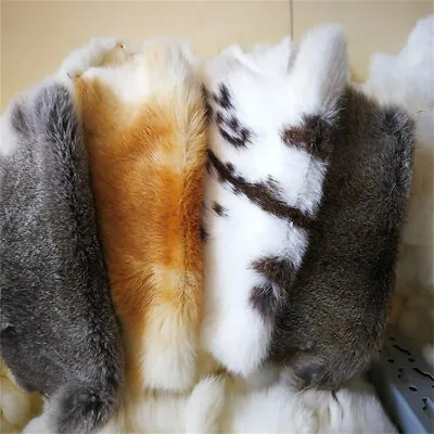 4pcs Natural Rabbit Skin Pelt Fur Hides Leather Tanned Skin DIY Craft Multicolor • $27.54