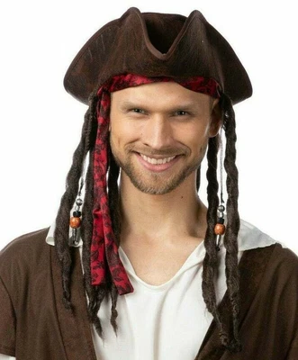 £9.49 • Buy DELUXE PIRATE HAT WITH DREADLOCKS Fancy Dress Party Costume Captain Jack Sparrow