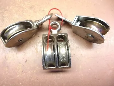 Lot Of Three (3) Unbranded 1 1/2  Two Single One Double Sheave Nautical Pulleys • $19.99