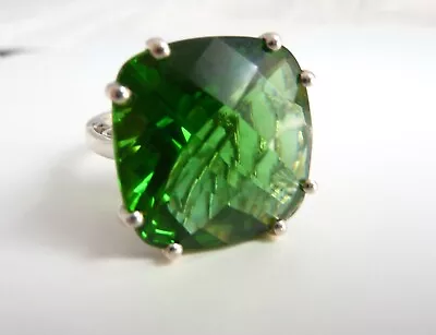 TJC Huge 20ct Helenite Sterling Silver 925 Ring Size O US 7 Mt St Helen's 12.1g • $112