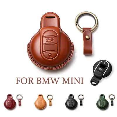 For BMW MINI Cooper 2015-2017 Genuine Leather Car Key Fob Case Cover Holder Skin • $29.60