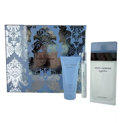 D&g Light Blue Rdt 100ml Spray + Body Cream 50ml + Travel Spray 10ml; Womens • £84