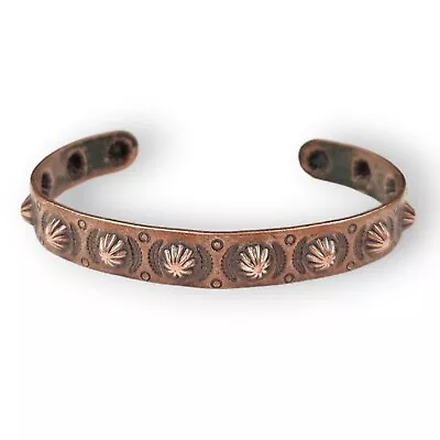 Bell Trading Post Cuff Bracelet Southwestern Hogan Punched Copper Vintage 60s 6  • $35.96