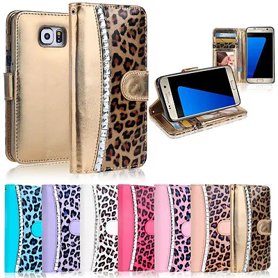 Diamond Leopard WALLET FLIP CASE COVER For Samsung Galaxy S7 & S7 Edge • $7.99