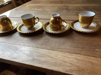 Porcelain Gold Painted Espresso Cups Set Of 4 Hold 100ml • £15.15
