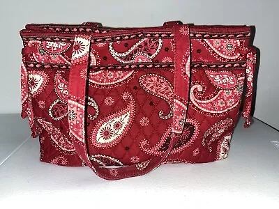 Vera Bradley Nantucket Red  Quilted Bag Zip TopShoulder Bag/Tote Retired Cotton • $9.99