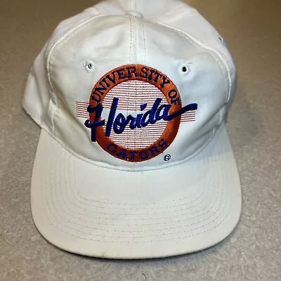 Vintage University Of Florida Hat Cap Snapback White Mens Circle Logo UF Gators • $10