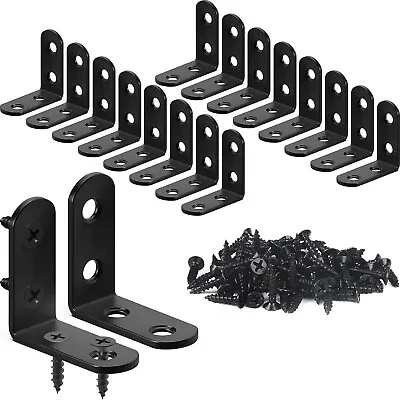 18-Pack L Bracket Corner Brace Sets Black Stainless Steel 90 Degree Right Angle • $11.79