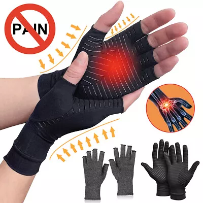 Medical Arthritis Gloves Copper/Cotton/Magnetic Compression Wrist Brace Sleeve • $34.19