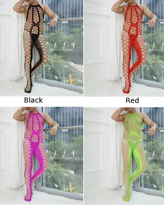 Mens Sexy Fishnet Open Crotch Bodystocking Gay Bodysuit Crossdresser Lingerie Uk • £6.49