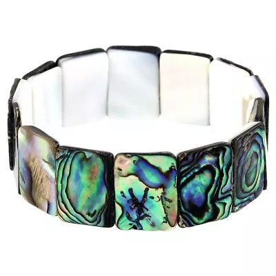 Abalone Shell Bracelet Stretch Rectangle Shape Sealife Starfish Elastic 3/4 W • $19.99