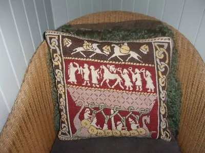 Wonderful Needlepoint Tapestry Cushion Bayeaux Tapestry? Viking Long Boat • £32.99
