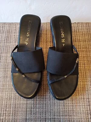 Wedge Comfort Slip On Sandal Damiani Womens 7 Black Made In Italy. • $10.95