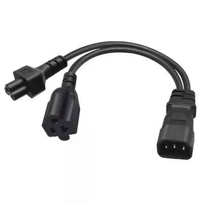 Y-splitter Adapter Line IEC320 C14 Plug 3-Pin Male To C5+5-20R Female Power Cord • $12.16