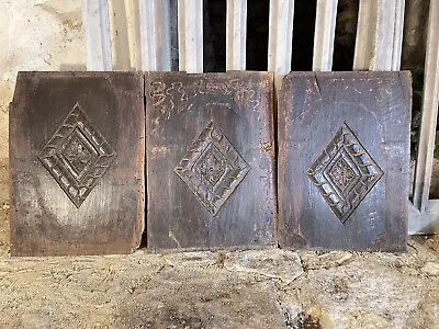 £31 • Buy Three 17th Century Oak Diamond Carved Panels