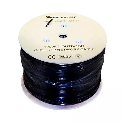 Outdoor Cat5e Utp 1000ft Direct Burial Ethernet Lan Network Cable Black Wooden • $89.90