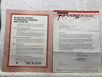 1960 Forney Arc Welders Fort Collins Colorado Information Letter Vtg • $7.99