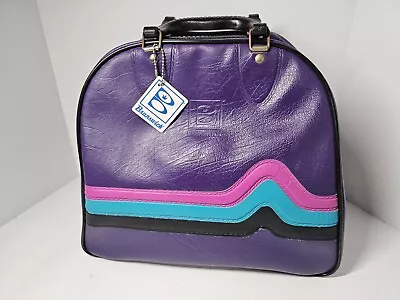 Vintage BRUNSWICK Bowling Ball Bag Pink Purple Single Ball W/ Rack Retro Design • $59.99