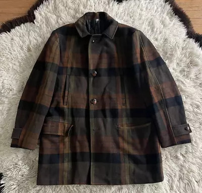 Vintage Pendleton Wool Jacket Car Coat Plaid 60s Green Brown Chore Size M/L • $55