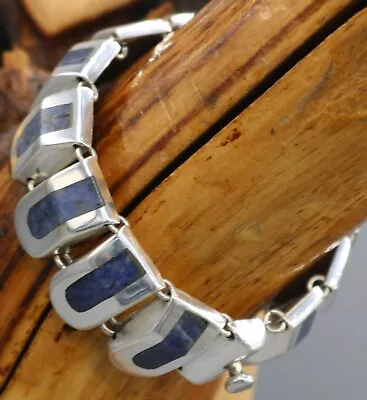 Vtg Mexico J. COMES MODERNIST Sodalite Panel Link Bracelet 7.5 In 60 Grams TAXCO • $0.99