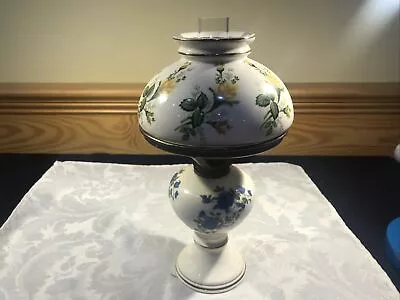 Yellow & Blue Roses GWTW Ceramic Miniature Oil Lamp Round Wick Unused • $35.99