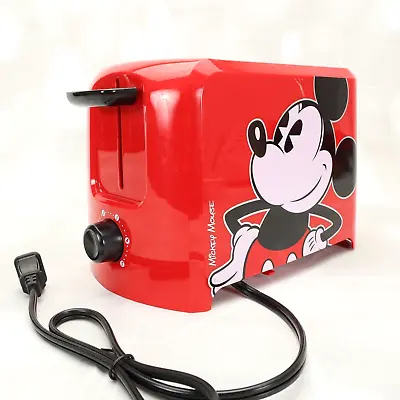 Disney Mickey Mouse Graphic DCM-21 Imprint 2 Slice Toaster Red Black Non-Skid • $54.99