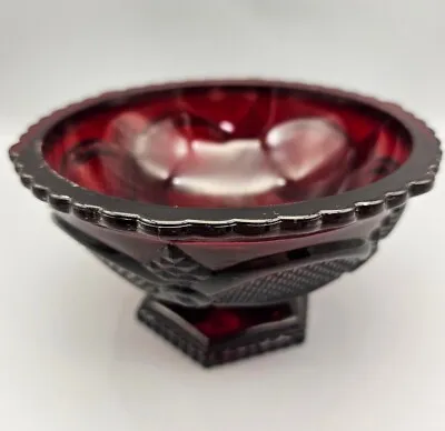 Avon Cape Cod Glass Ruby Red 6”W X 3-1/4”H Pedestal Candy Dish Bowl • $12.59