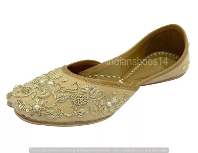 Us Bridal Flats Wedding Shoes Indian Designer Shoes Punjabi Jutti Mojari Ss221 • $48