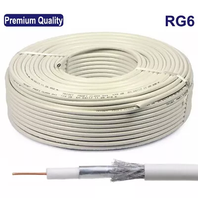 RG6 Coaxial Cable Double Shielded Coax Lead For TV Sky Freeview Satellite Aerial • £6.94