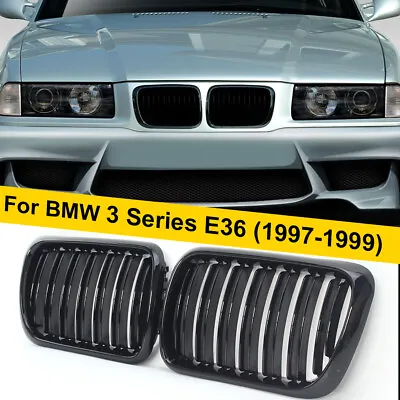 For BMW E36 3 Series E36 328i Gloss Black Front Kidney Grilles Grill 1996–1999 • $27.89