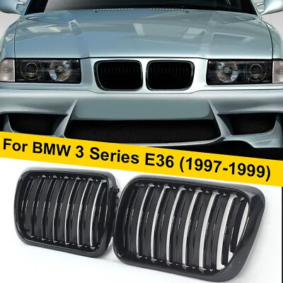Front Kidney Grilles Grill Gloss Black For BMW E36 3 Series E36 328i 1996–1999 • $27.88