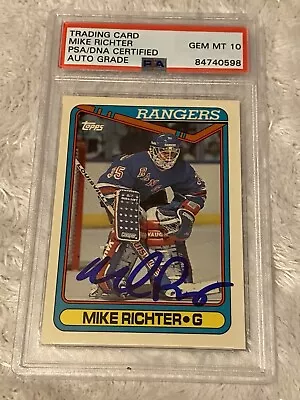 Mike Richter Signed 1990 Topps Rc Psa Auto Gem Mt 10 New York Rangers • $124.99