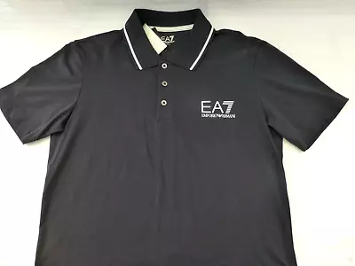 EA7 Polo Mens Emporio Armani Training Size L Jersey Cotton Navy Polo BNWT R£70 • £34.99