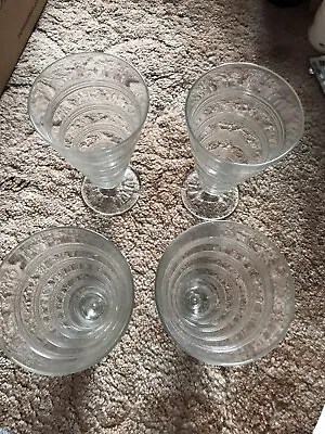 4 Vintage Tall Ice Cream Sundae / Milkshake Glasses Large • £13