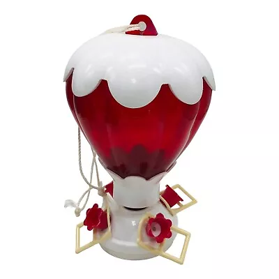 Artline Plastic Hot Air Balloon Hummingbird Feeder With Perches Red White Vtg • $22.40