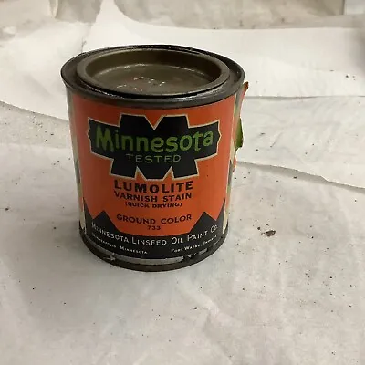 G.  Vintage Minnesota Tested Lumolite Minnesota Linseed Oil Paint Co Stain Can • $21