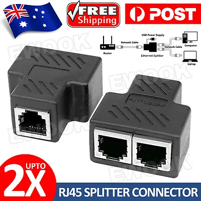 RJ45 Y Splitter 3Ports Double Adapter LAN Network CAT5/CAT6/CAT7 Ethernet • $5.45