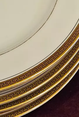 Epiag Czechoslovakia Set Of 6 Plates 8-1/2  Gold Greek Key CORINTHE Pattern • $44.99