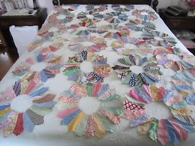 23 Vintage Hand Stitched Cotton FEEDSACK DRESDEN PLATE 15  QUILT BLOCKS C1950's • $59.99