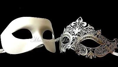 Couple Metal Masquerade Ball Mask Set Wedding Costume School Prom Bachelor Party • $31.27