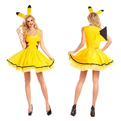 £21.89 • Buy Womens Pokemon Pikachu Halloween Yellow Dress Fancy Cosplay Cartoon Costume UK