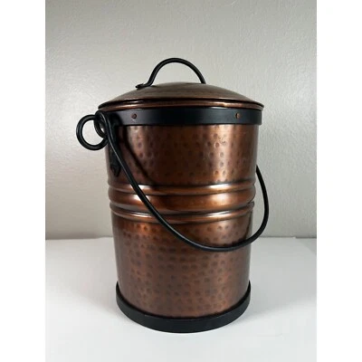 $92.99 • Buy Hammered Copper Coal Hold Pellet Bucket Wood Fireplace Accessory Ash Bucket L