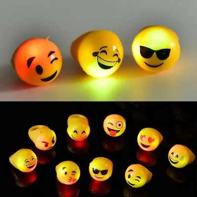 $14.99 • Buy 12 PCS Light Up Emoji Jelly Rings Emoticon Flashing LED Emotions Favors Blinking