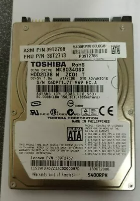 4x Lenovo 39T2788 39T2713 80GB SATA 2.5  5400 RPM Laptop Hard Disk Drives • $39.90