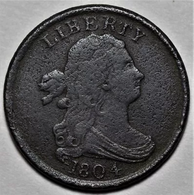 1804 Draped Bust Half Cent - Plain 4/With Stems - US 1/2c Copper Penny Coin - L4 • $251.99