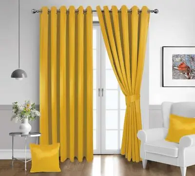 Thermal Blackout Curtains Ready Made Eyelet Ring Top+tie Backs +2 Cushion Covers • £12.98