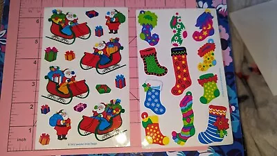 Vintage SandyLion Stickers Christmas Stocking Santa Sleigh Lot Of 2 Sheets • $6