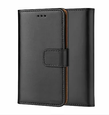 Genuine Leather Wallet Case Cover Black Tan Interior For IPhone 13 Pro • £6.99