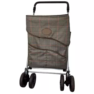 Sholley 2000 Shopping Trolley Aid Foldable Beige Tartan 6 Wheel • £79.99